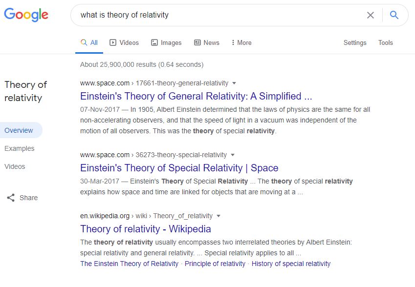 Google Relativity Theory